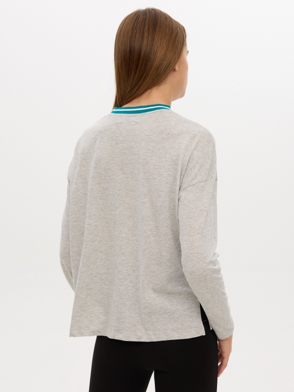 T-shirt with print melange grey middle back view