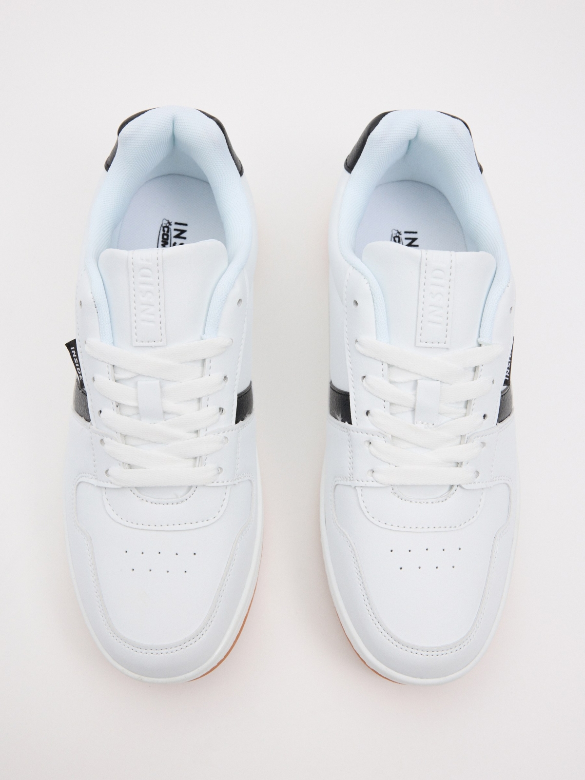 Combined leather-effect white sneakers white zenithal view