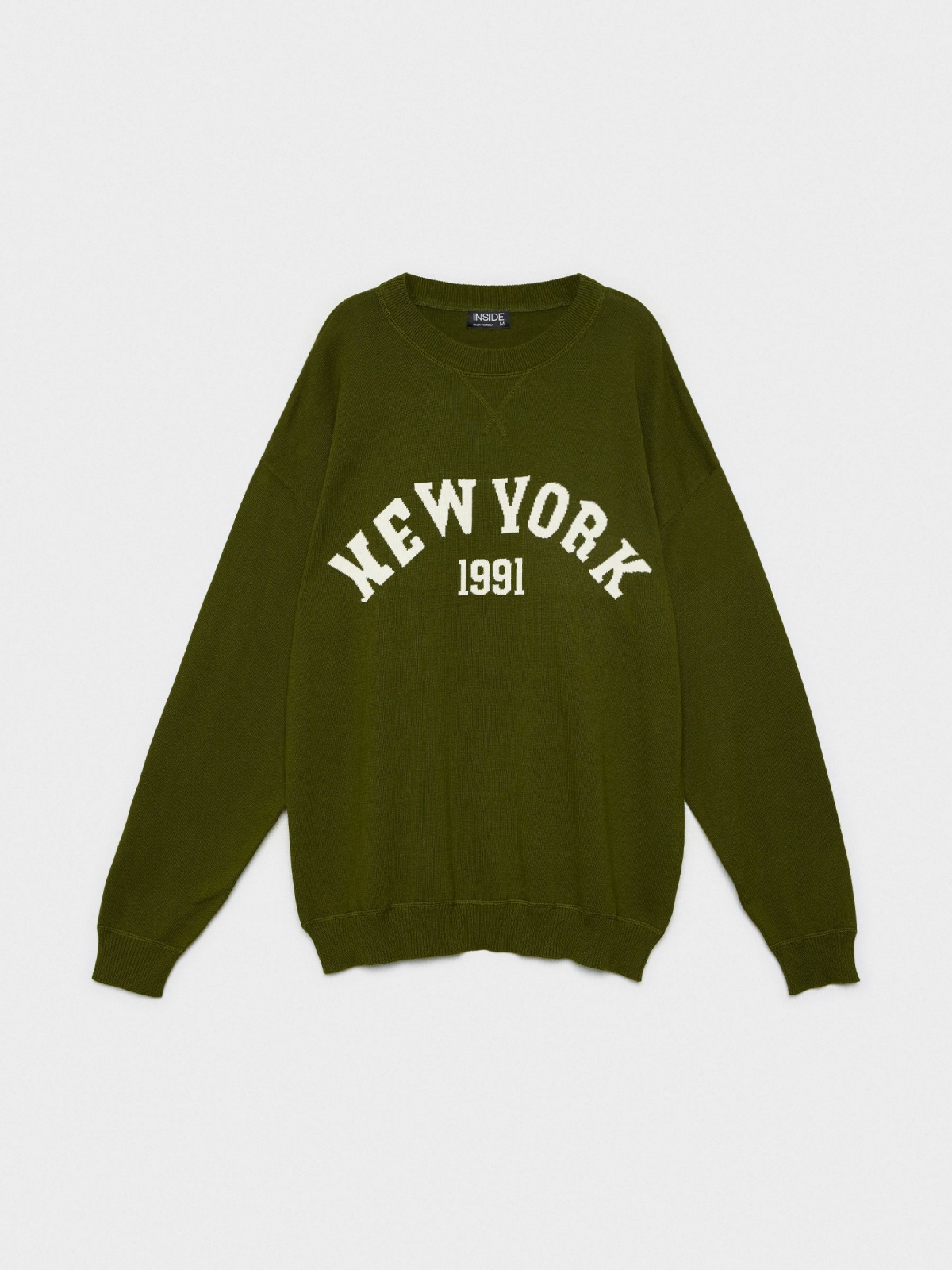  Text knit sweater dark green