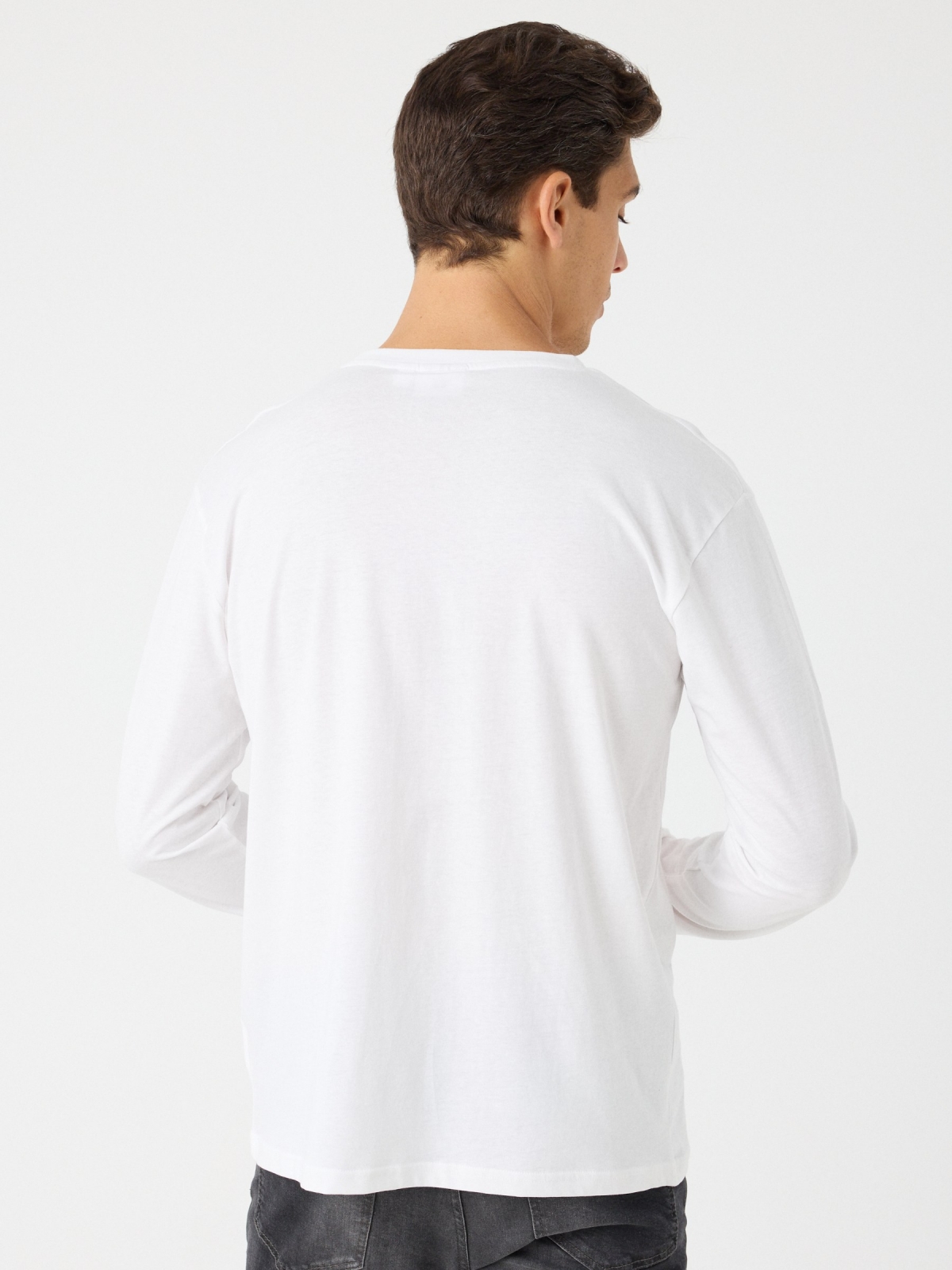 T-shirt manga longa Dragon Ball branco vista meia traseira