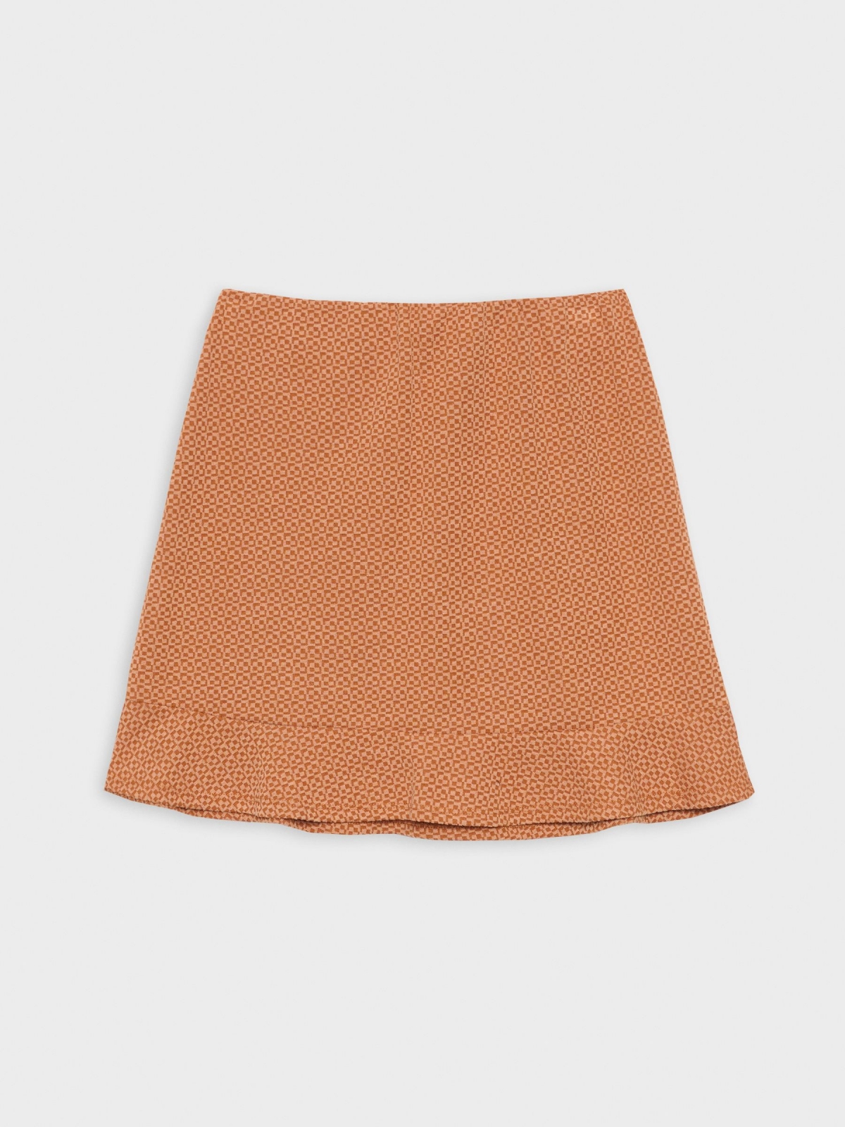  Ruffled jacquard skirt brown