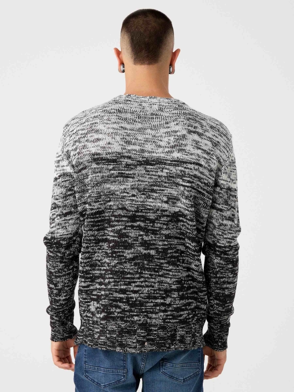 Suéter combinado marmorizado cinza vista meia traseira