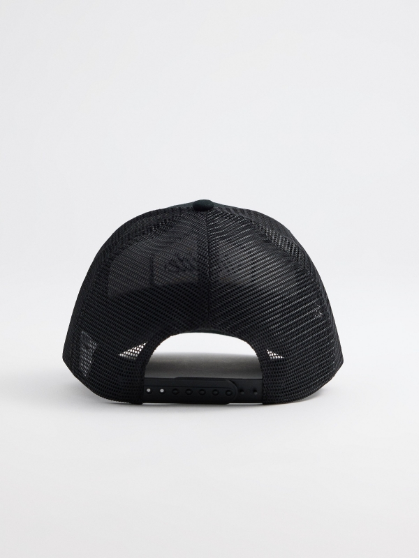 Black cap with patch black 45º middle back view