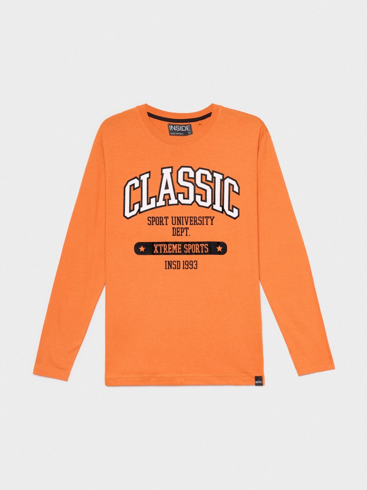  Camiseta estampado University naranja