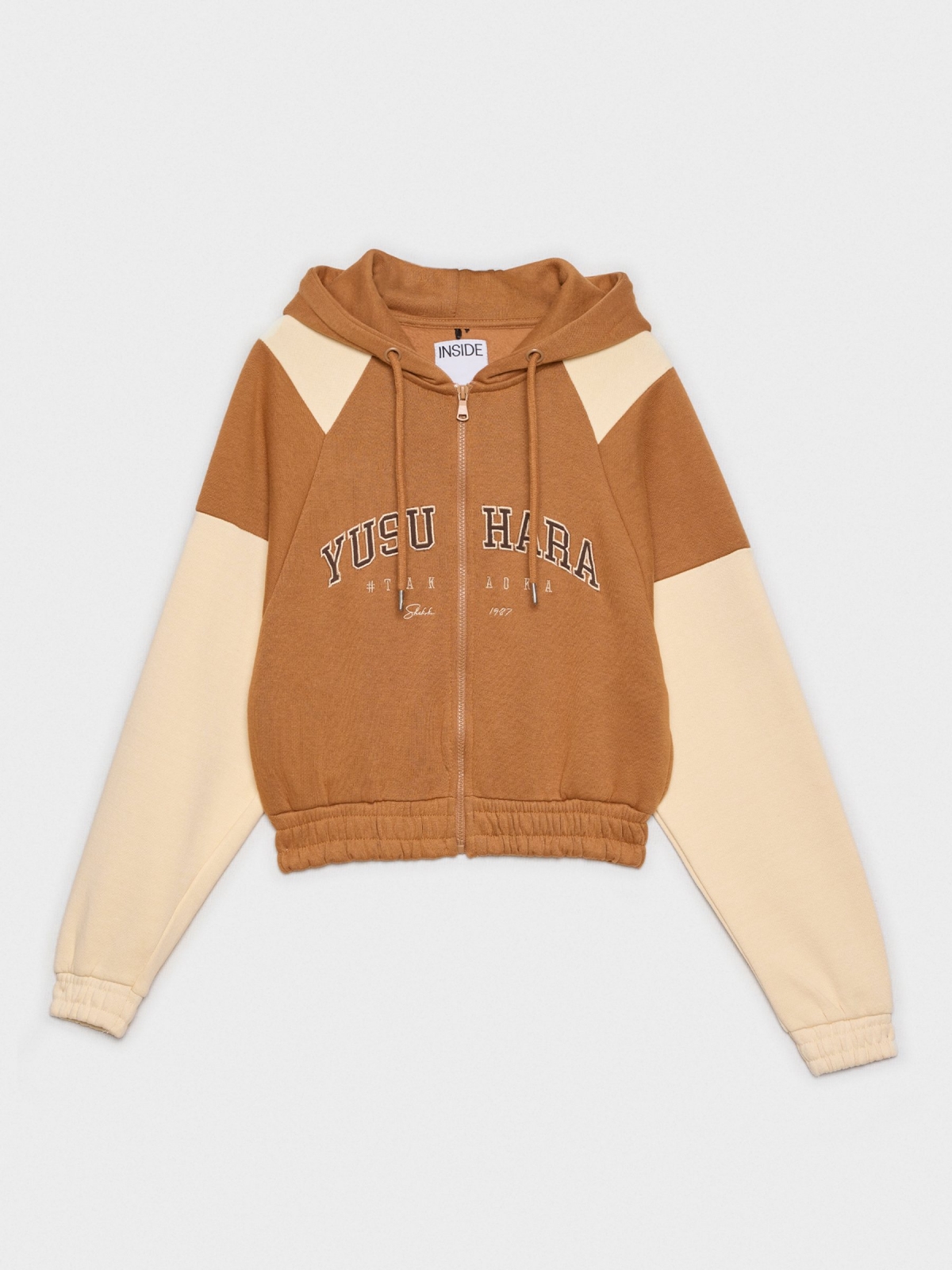  Zip-up printed sweatshirt brown