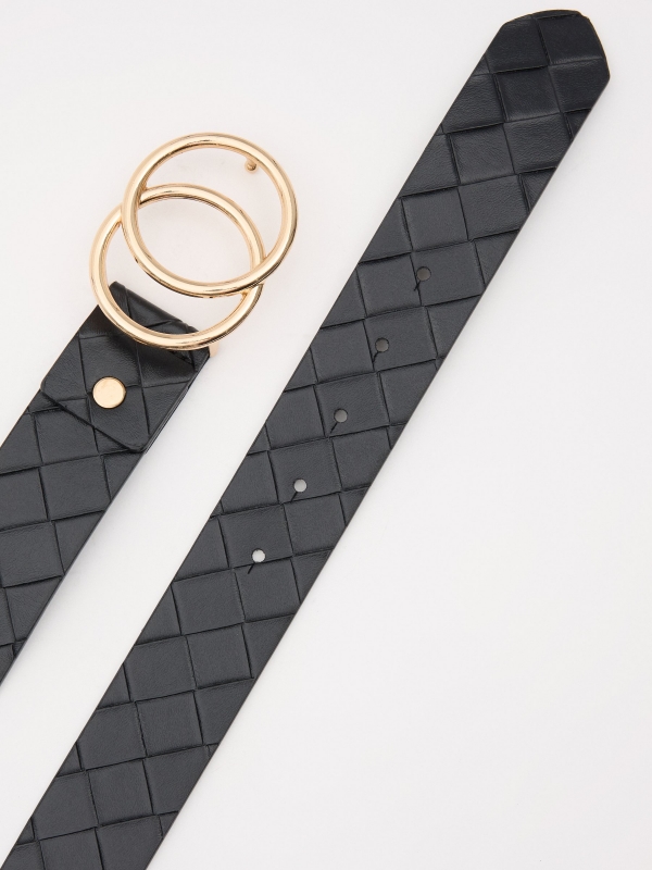 Interlocking faux leather belt black