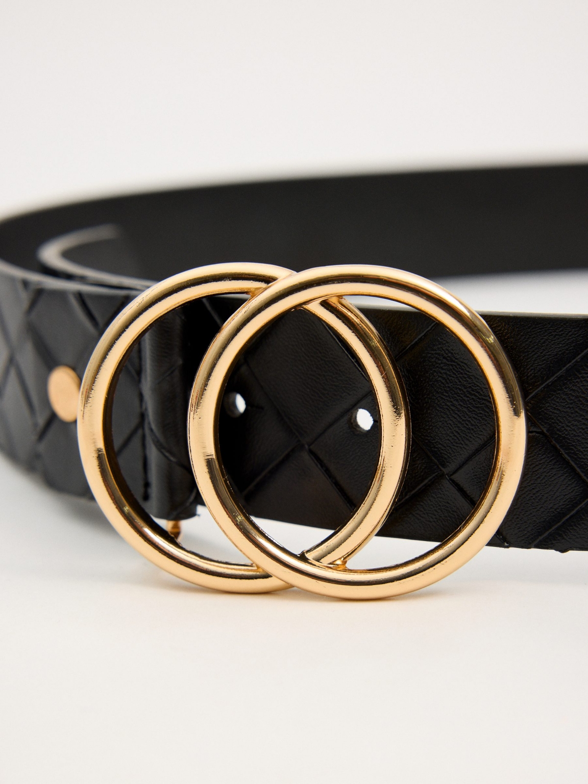 Interlocking faux leather belt black