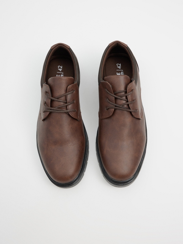 Brown leather effect shoe dark brown zenithal view