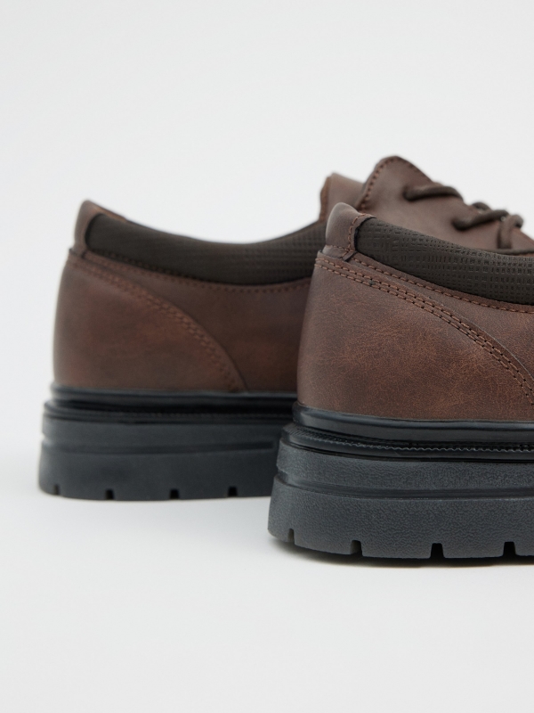 Brown leather effect shoe dark brown detail view