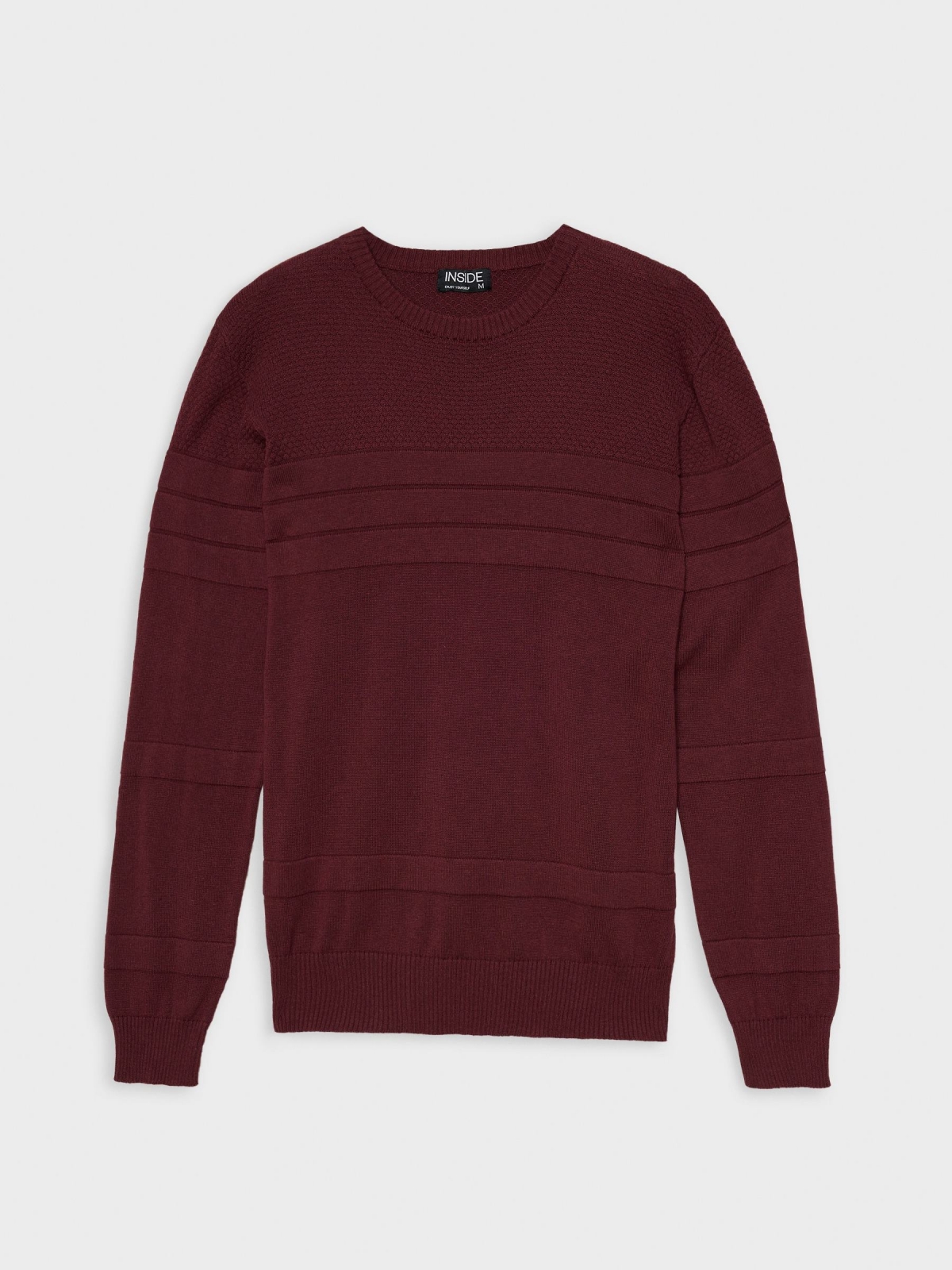  Basic striped texture sweater garnet