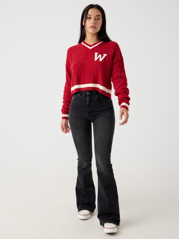 College sweater garnet front view