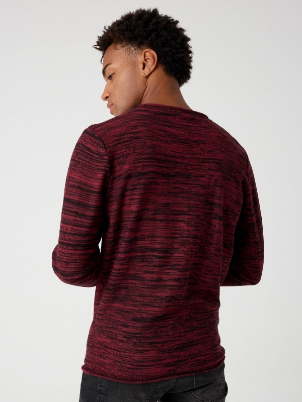 Combined ribbed sweater garnet middle back view