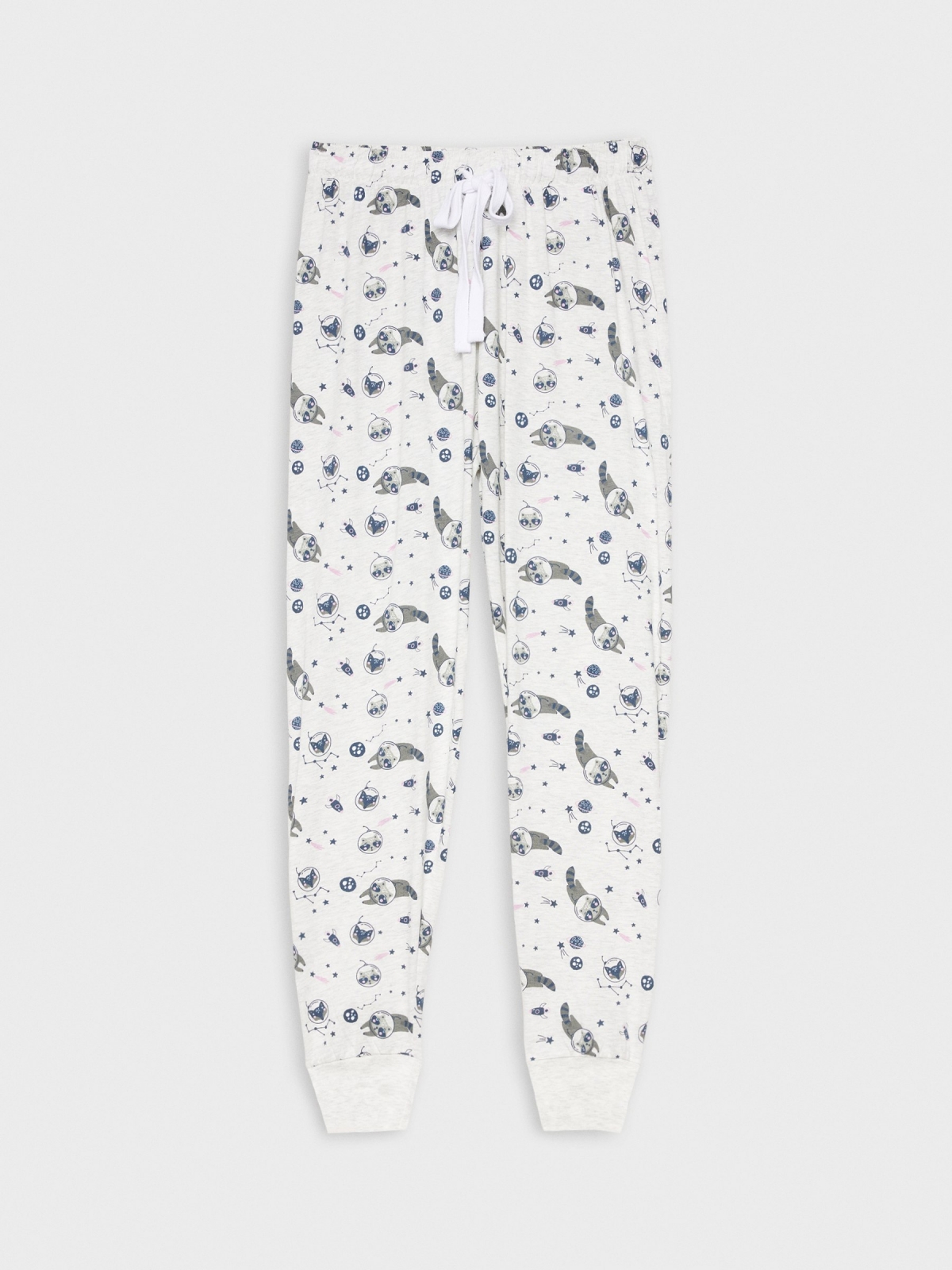 Pijama com estampa de guaxinins cinza melange