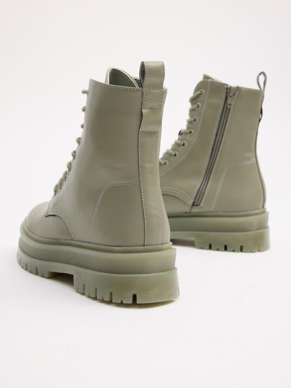 Green military style boot green detail view