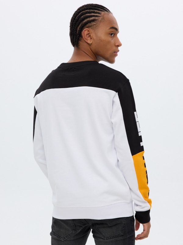 Sports sweatshirt white middle back view