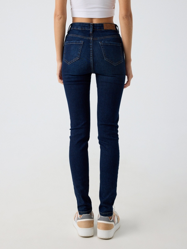 Jeans skinny azul cintura alta azul vista meia traseira