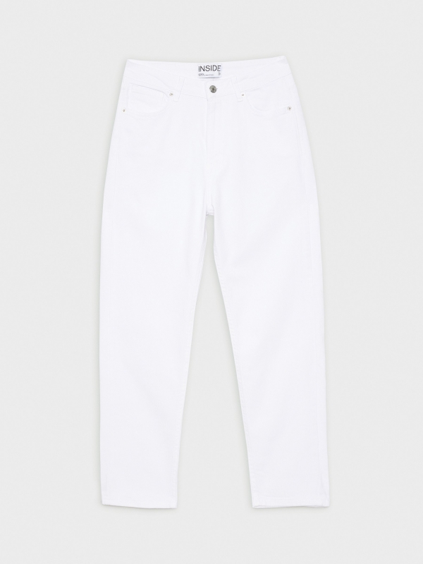  Mom jeans com cinco bolsos branco
