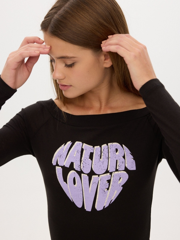 Camiseta Natural Lover negro vista detalle