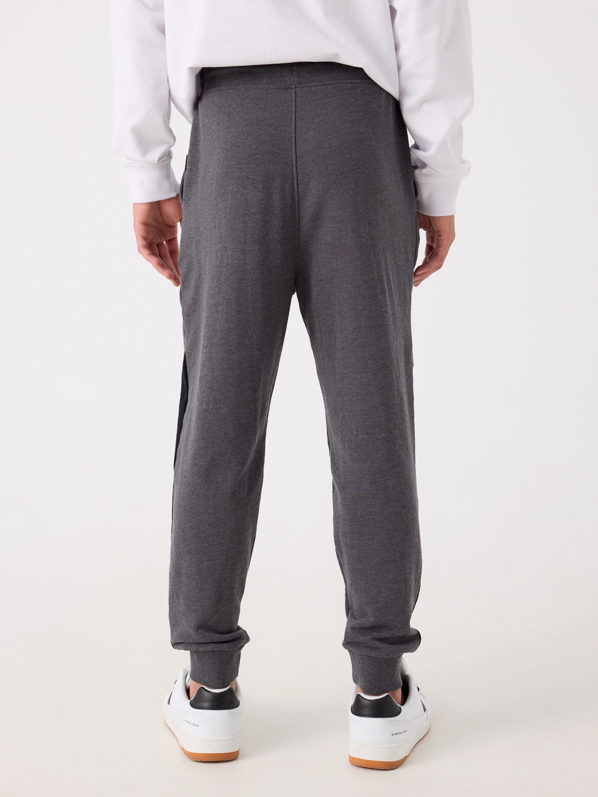 New York print joggers grey middle back view