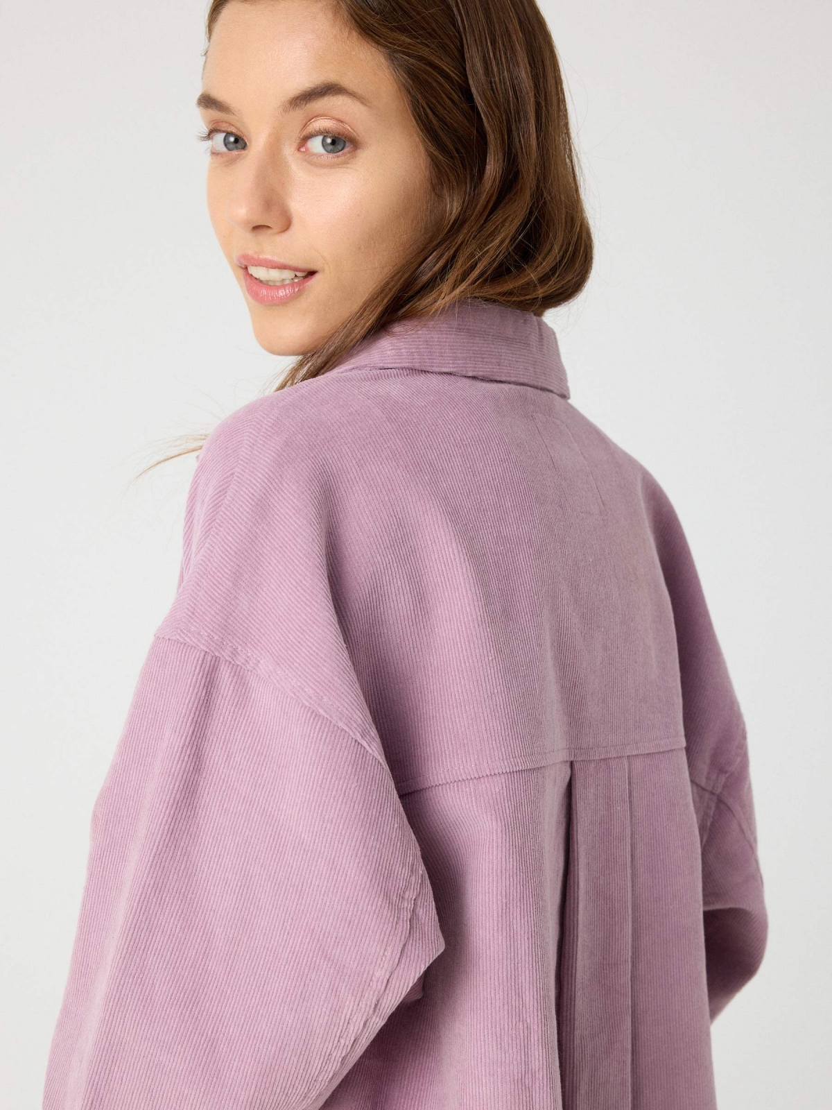 Lilac corduroy overshirt lilac detail view