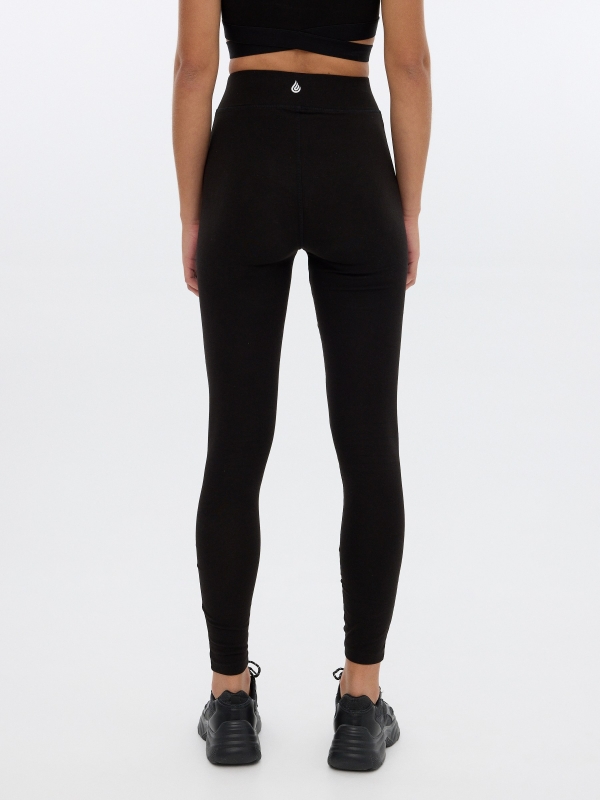 Leggins combined with mesh black middle back view