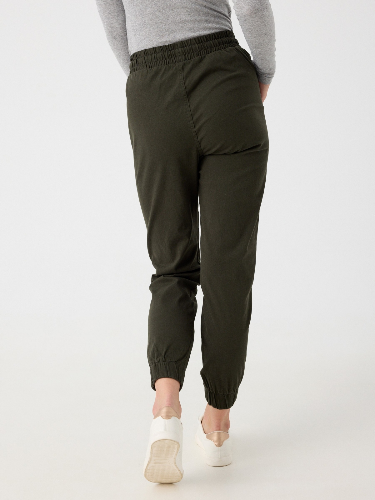 Twill joggers khaki middle back view