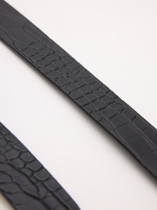 Snake embossed leather effect belt black