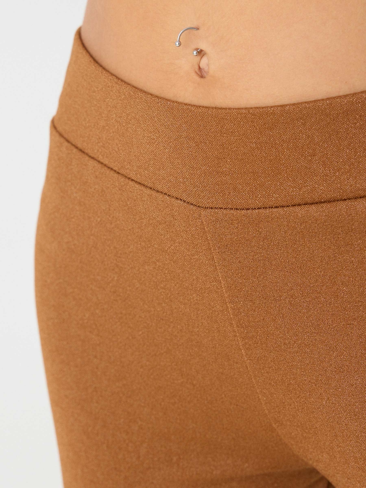 Elastic waist dress pants brown detail view