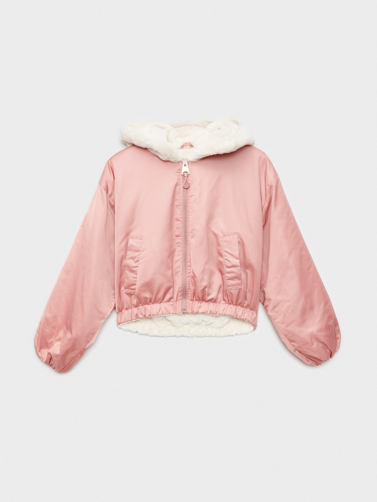  Furry hooded jacket pink