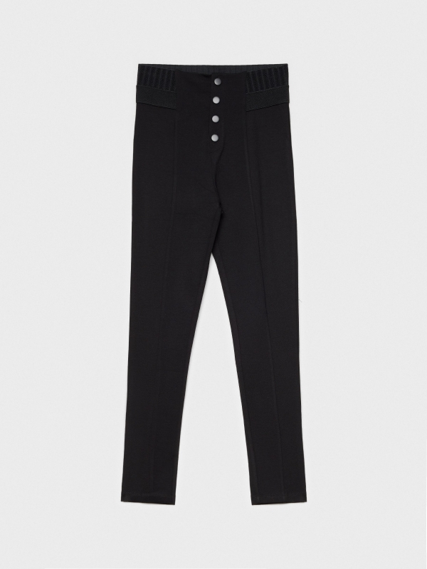  Leggings with elastic waist buttons black