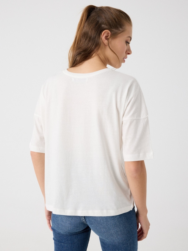 Camiseta manga 3/4 vermú blanco roto vista media trasera