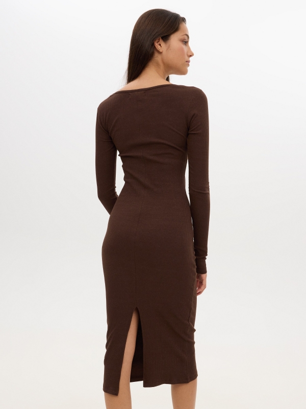 Chocolate dress with sweetheart neckline chocolate middle back view
