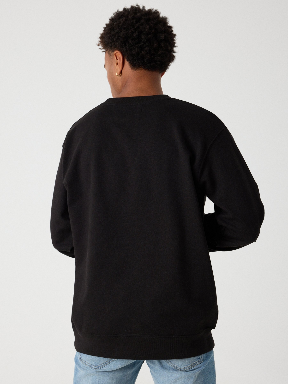 Sweatshirt de jogo impressa preto vista meia traseira