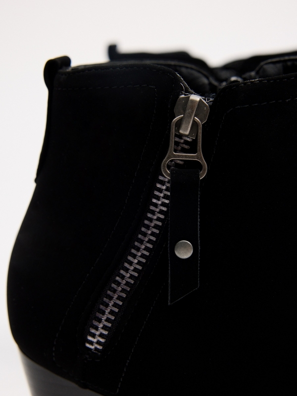 Black zipper bootie black detail view