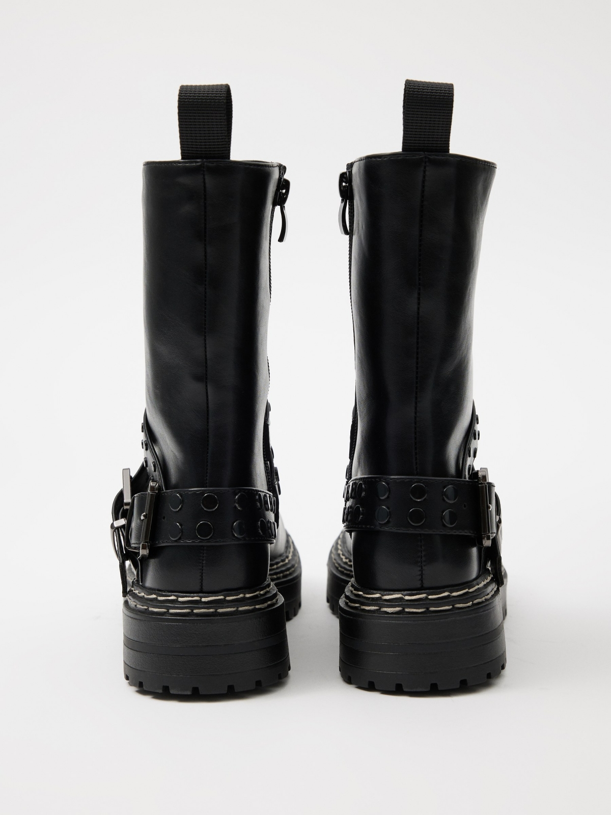 Ankle boot with studded straps black detail view