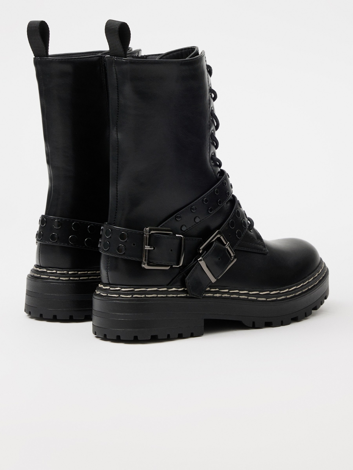 Ankle boot with studded straps black