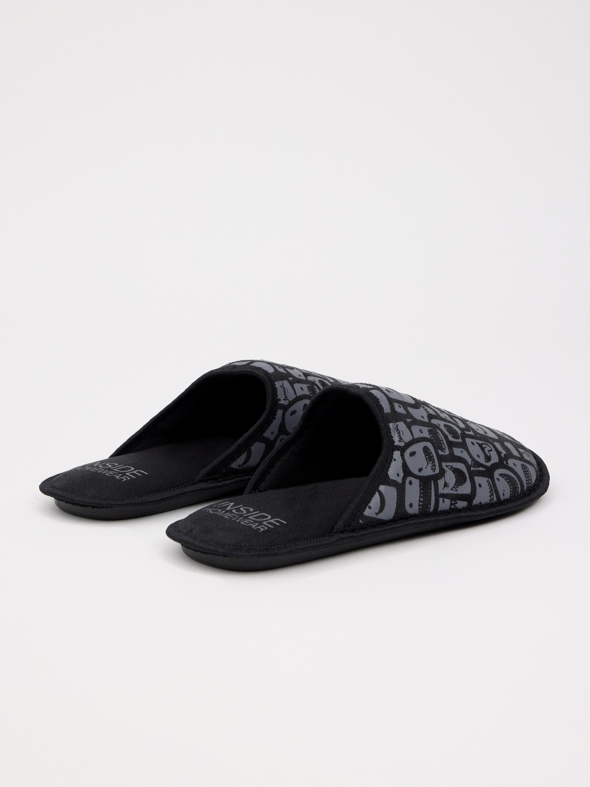 Printed slippers black front view
