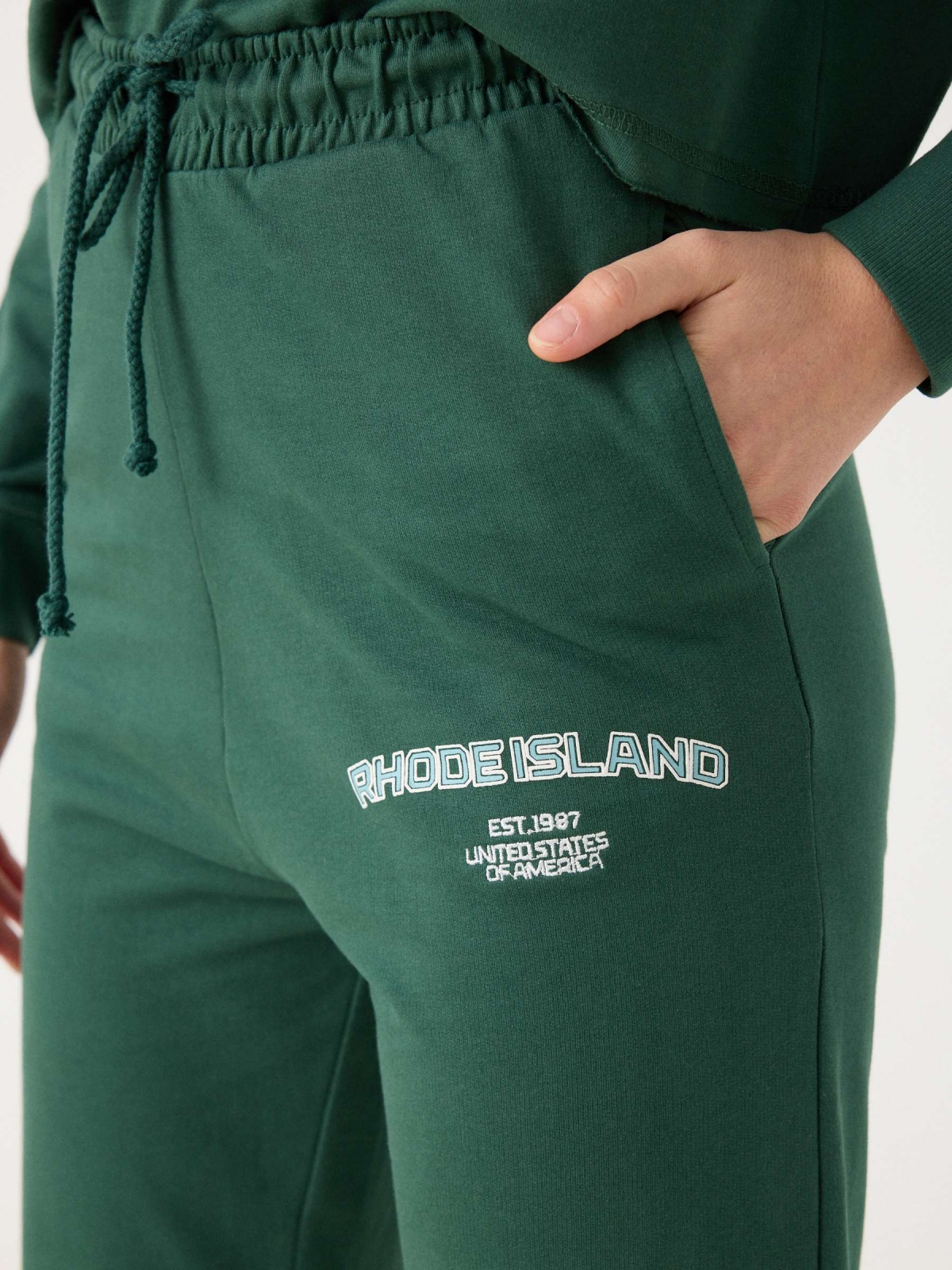Pantalón jogger verde oscuro vista detalle