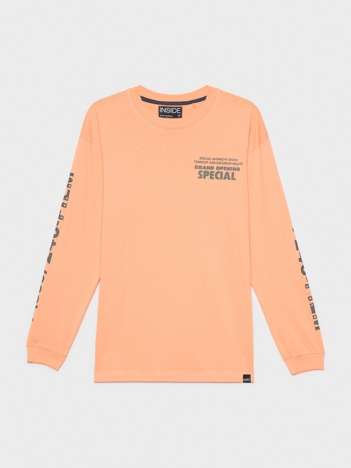  Camiseta print texto coral