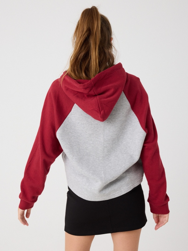 Embroidered hoodie garnet middle back view