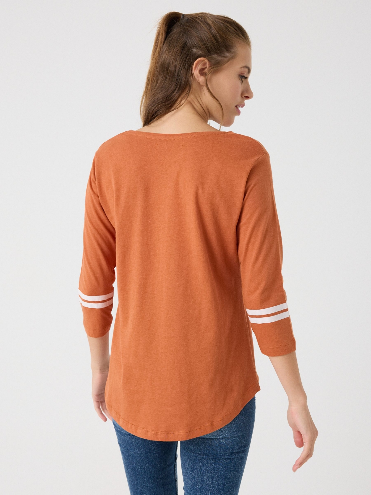 High Level 3/4 sleeve t-shirt copper middle back view