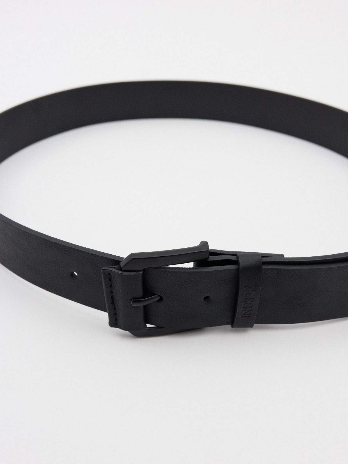 Black leatherette belt buckle