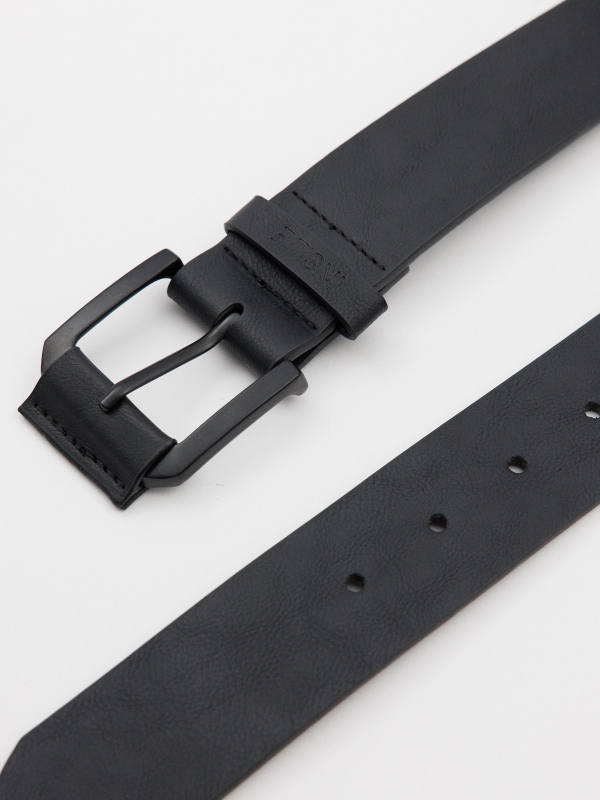 Black leatherette belt detail view