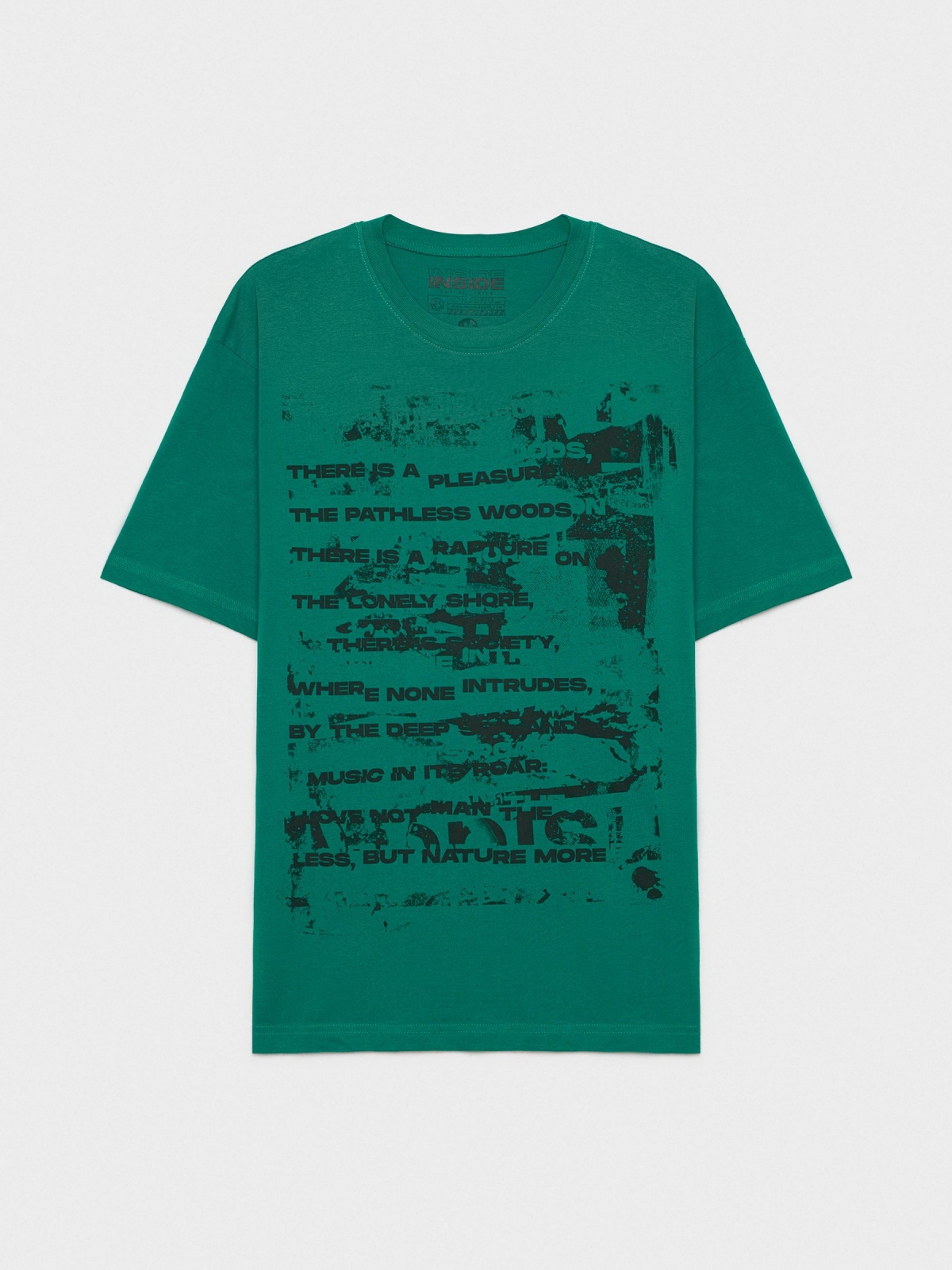  T-shirt de impressão de texto esmeralda