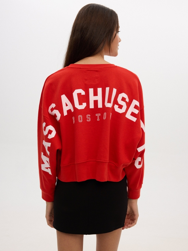 Oversized sweatshirt back print red middle back view