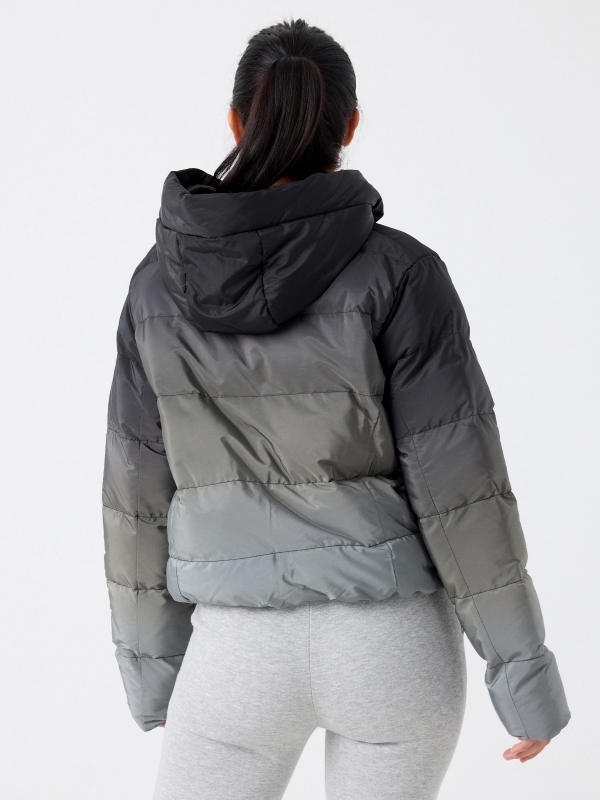 Gradient quilted jacket black middle back view