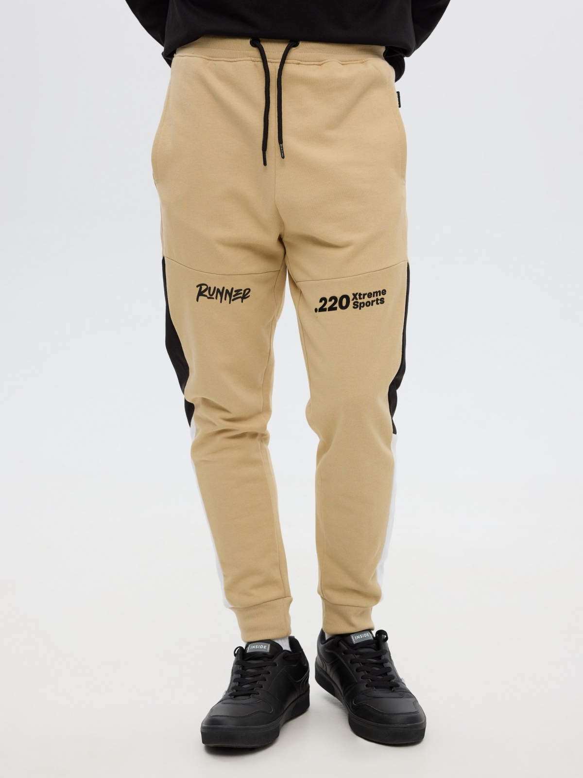 Jogger pants sand middle front view
