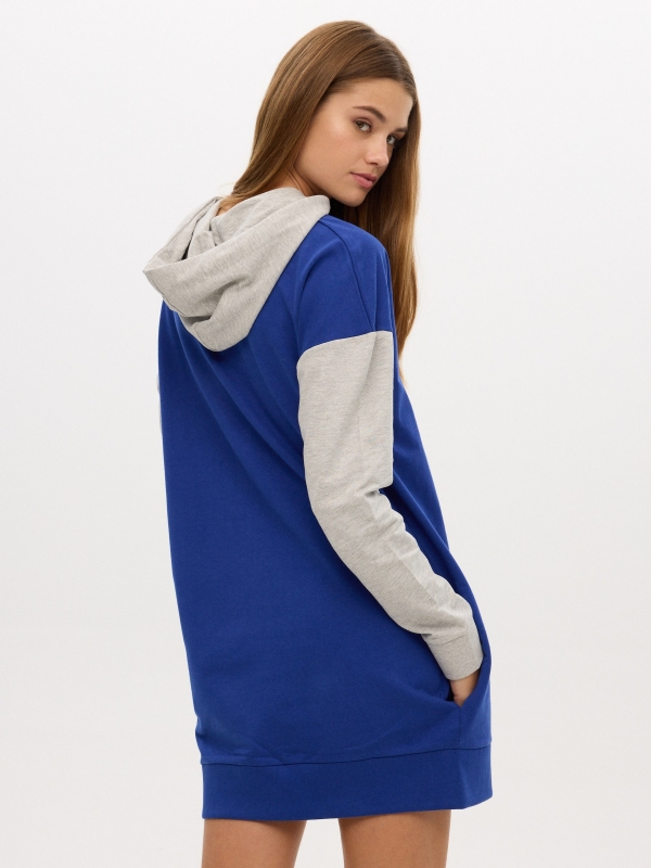 Long Fit Sweatshirt indigo blue middle back view