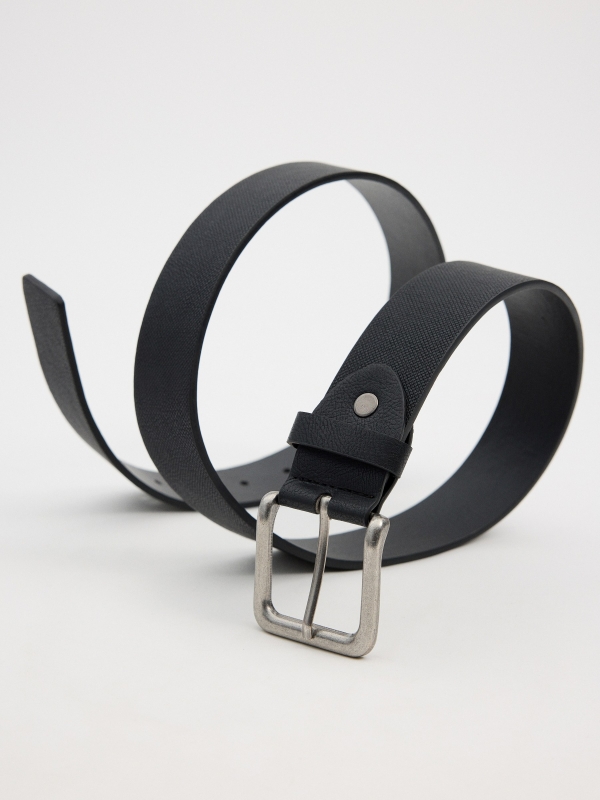 Leather-effect textured belt black