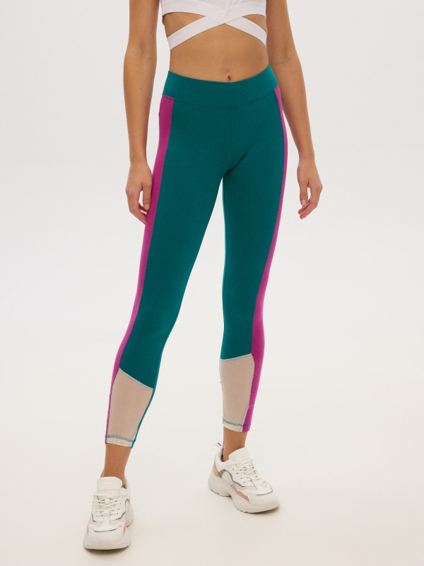 Leggings with print emerald middle front view